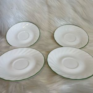 Corelle dessert/saucer plate calloway x 4 white and green